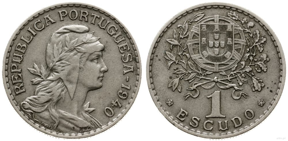 Portugalia, 1 escudo, 1940