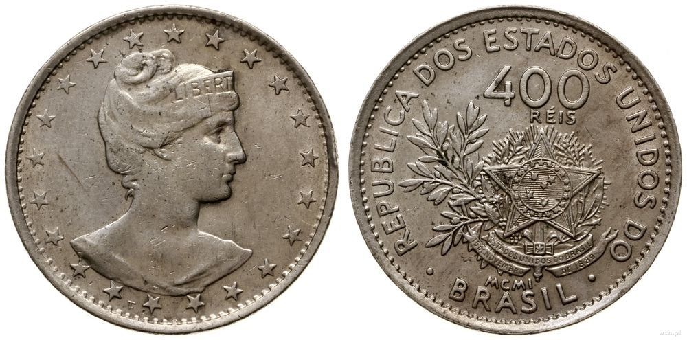 Brazylia, 400 reis, 1901