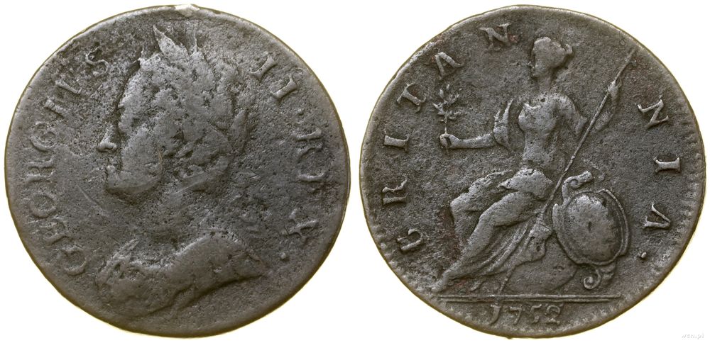 Wielka Brytania, 1/2 pensa, 1752