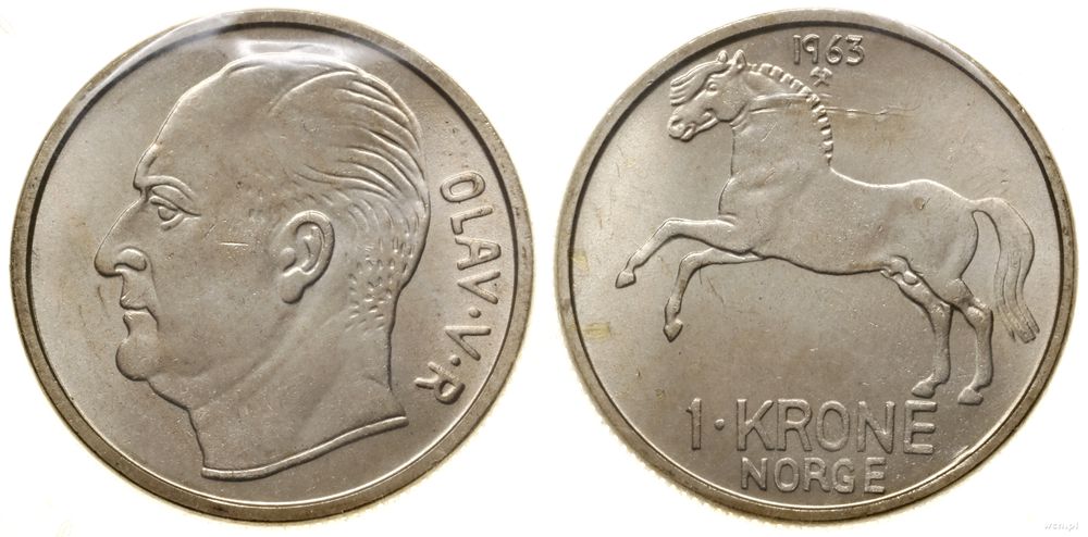 Norwegia, 1 korona, 1963