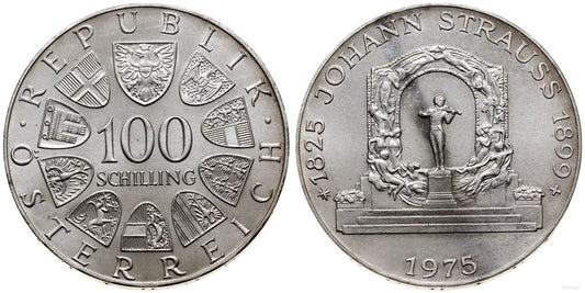 Austria, 100 szylingów, 1975