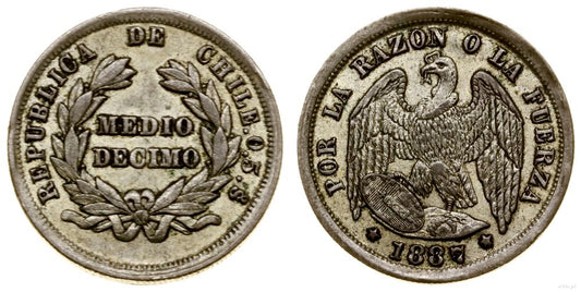 Chile, 1/2 decimo, 1887