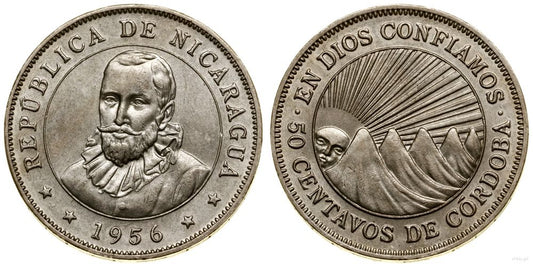 Nikaragua, 50 centavos, 1956