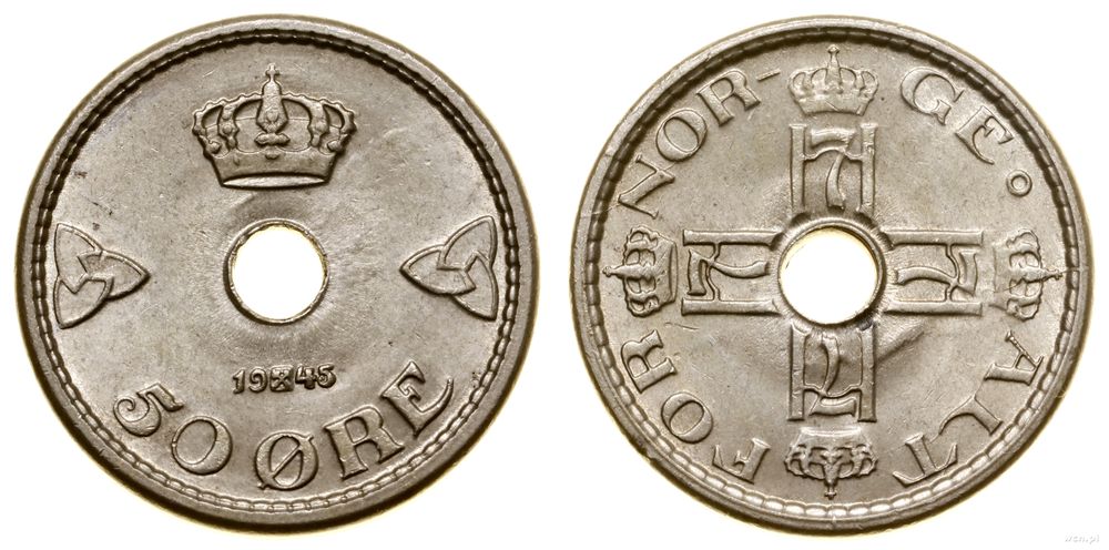 Norwegia, 50 ore, 1945