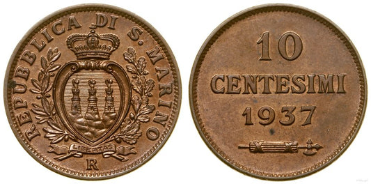 San Marino, 10 centesimi, 1937 R