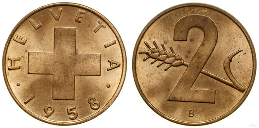 Szwajcaria, 2 rappeny, 1958 B