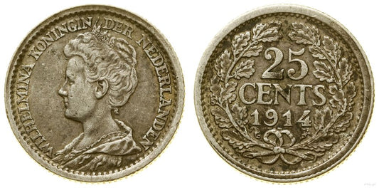 Niderlandy, 25 centów, 1914