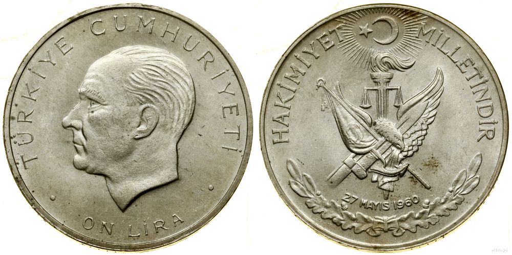 Turcja, 10 lir, 1960