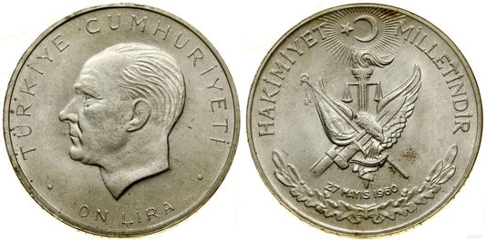 Turcja, 10 lir, 1960