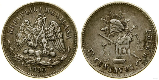 Meksyk, 25 centavo, 1890 Cn M