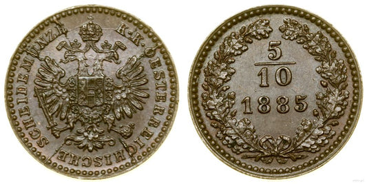 Austria, 5/10 krajcara, 1885