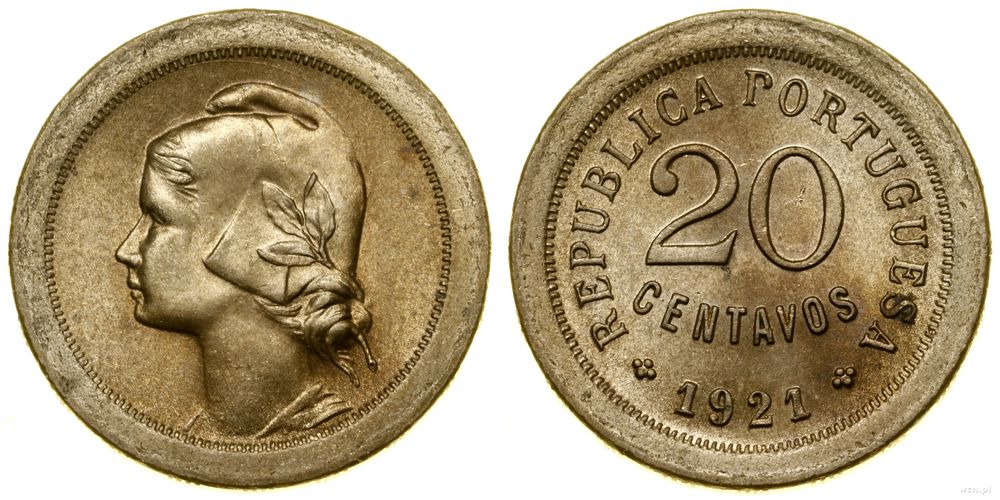 Portugalia, 20 centavo, 1921