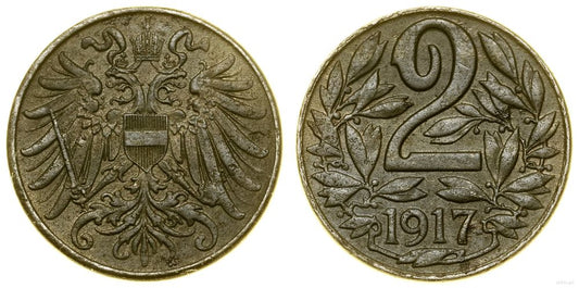 Austria, 2 halerze, 1917