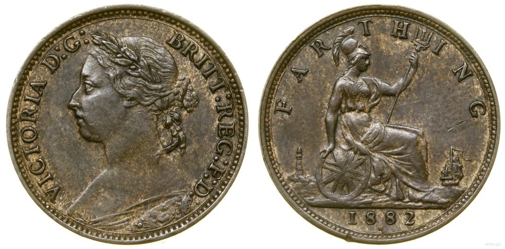 Wielka Brytania, 1 farthing, 1882 H