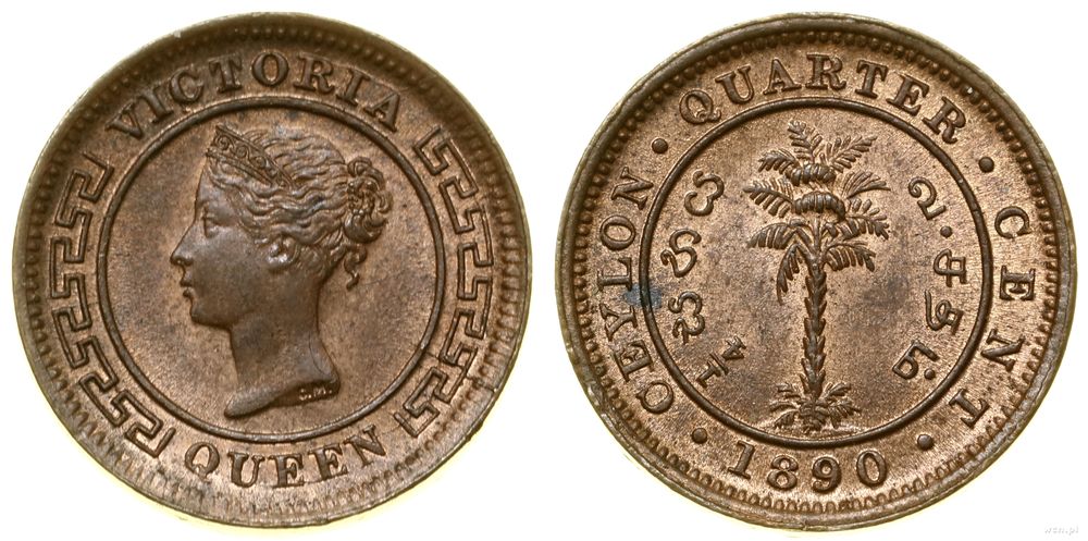 Cejlon (Sri Lanka), 1/4 centa, 1890