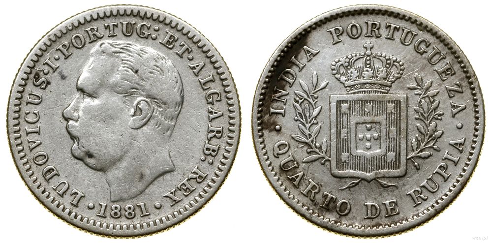 Indie Portugalskie, 1/4 rupii, 1881