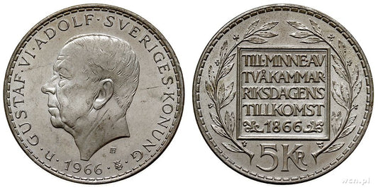 Szwecja, 5 koron, 1966